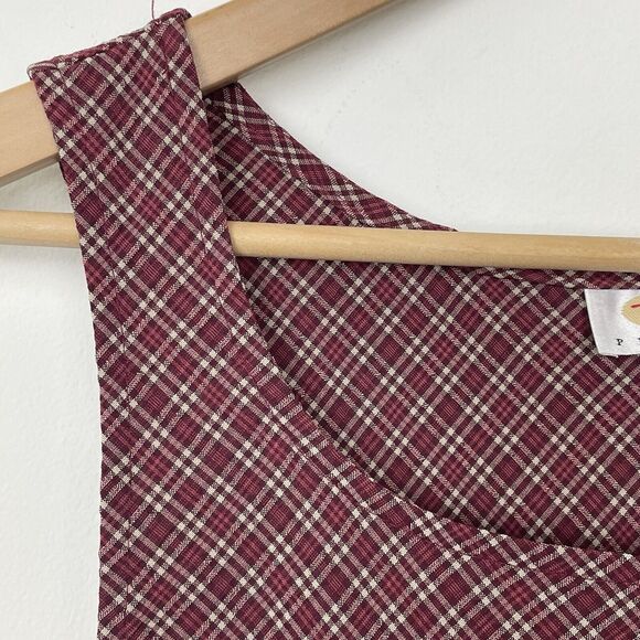 Talbots Plaid Red Tan Sleeveless Jumper Dress Plaid 10 Petite Made in USA - Picture 5 of 12